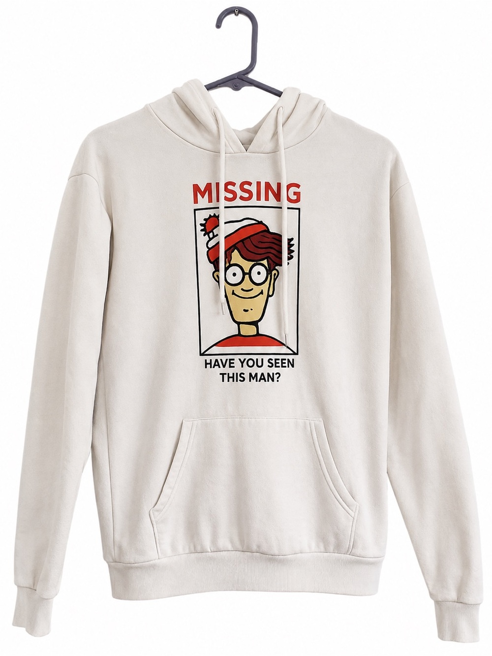 Where’s Waldo White Hoodie Hooded Sweatshirt Small